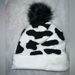 Cow print beanie